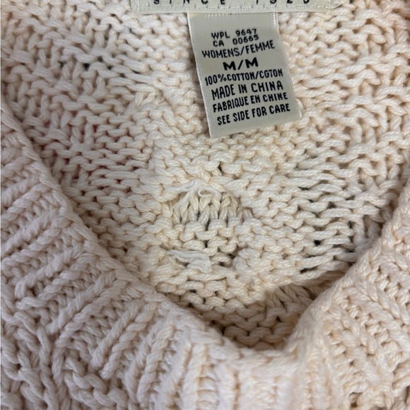 Eddie Bauer Beige 100% Cotton Cable Knit Sweater Women’s Size Medium - Picture 5 of 10